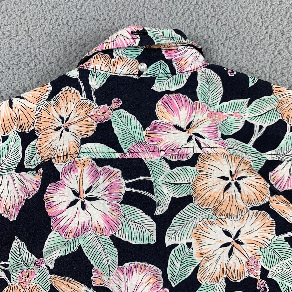 Chubbies Shirt Mens Medium Black Pink Floral All Over Nylon Stretch Short Sleeve - Picture 5 of 13